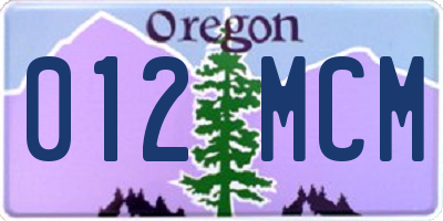 OR license plate 012MCM