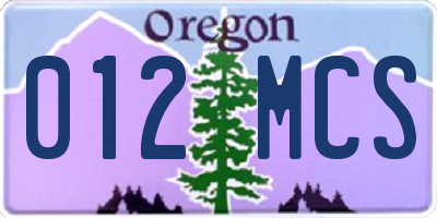 OR license plate 012MCS
