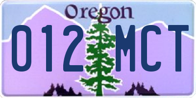 OR license plate 012MCT