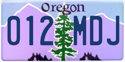 OR license plate 012MDJ