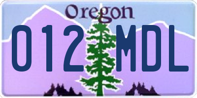 OR license plate 012MDL
