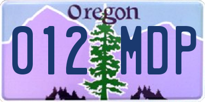 OR license plate 012MDP