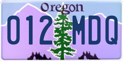 OR license plate 012MDQ