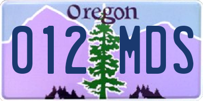 OR license plate 012MDS