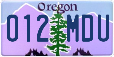 OR license plate 012MDU