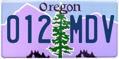 OR license plate 012MDV