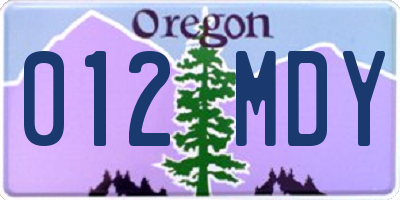 OR license plate 012MDY