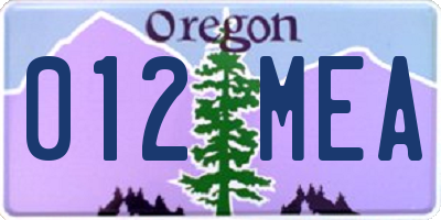 OR license plate 012MEA