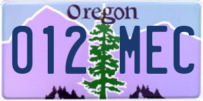 OR license plate 012MEC