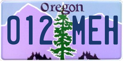 OR license plate 012MEH