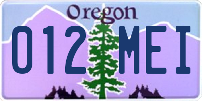 OR license plate 012MEI