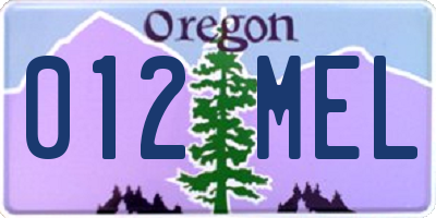 OR license plate 012MEL