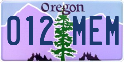 OR license plate 012MEM