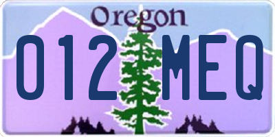 OR license plate 012MEQ