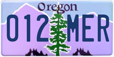 OR license plate 012MER