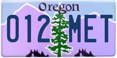 OR license plate 012MET