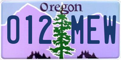 OR license plate 012MEW