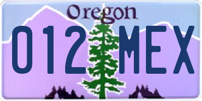 OR license plate 012MEX