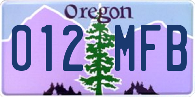 OR license plate 012MFB