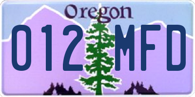 OR license plate 012MFD