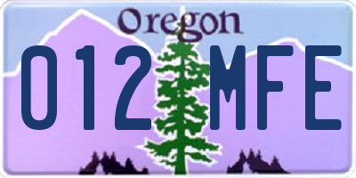 OR license plate 012MFE