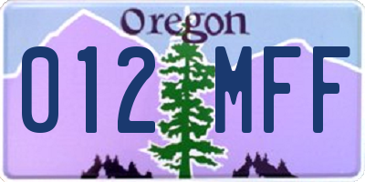 OR license plate 012MFF