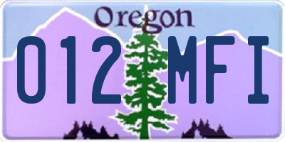 OR license plate 012MFI