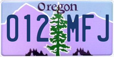 OR license plate 012MFJ