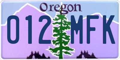 OR license plate 012MFK