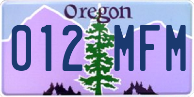 OR license plate 012MFM