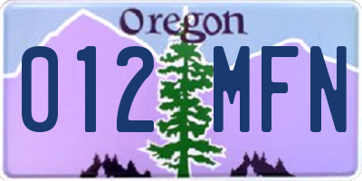 OR license plate 012MFN