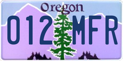 OR license plate 012MFR