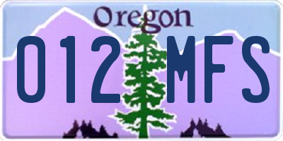 OR license plate 012MFS
