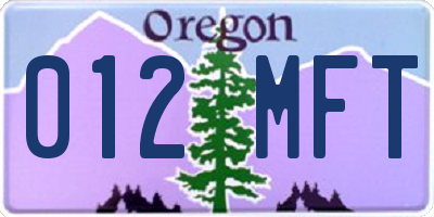 OR license plate 012MFT