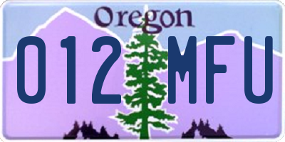 OR license plate 012MFU