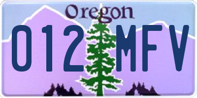 OR license plate 012MFV