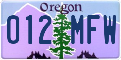 OR license plate 012MFW