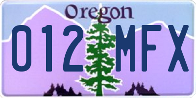 OR license plate 012MFX