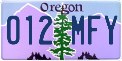 OR license plate 012MFY
