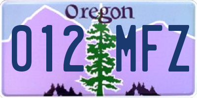 OR license plate 012MFZ