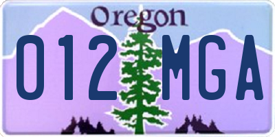 OR license plate 012MGA