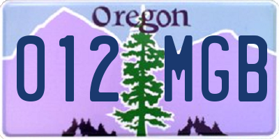 OR license plate 012MGB