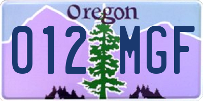 OR license plate 012MGF