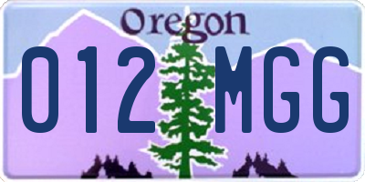 OR license plate 012MGG