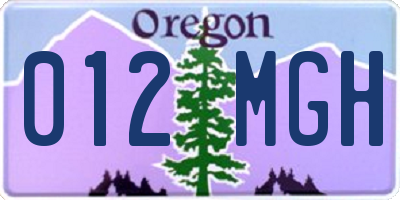 OR license plate 012MGH