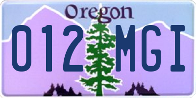 OR license plate 012MGI