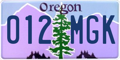 OR license plate 012MGK