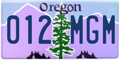 OR license plate 012MGM