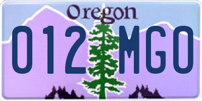 OR license plate 012MGO