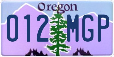 OR license plate 012MGP